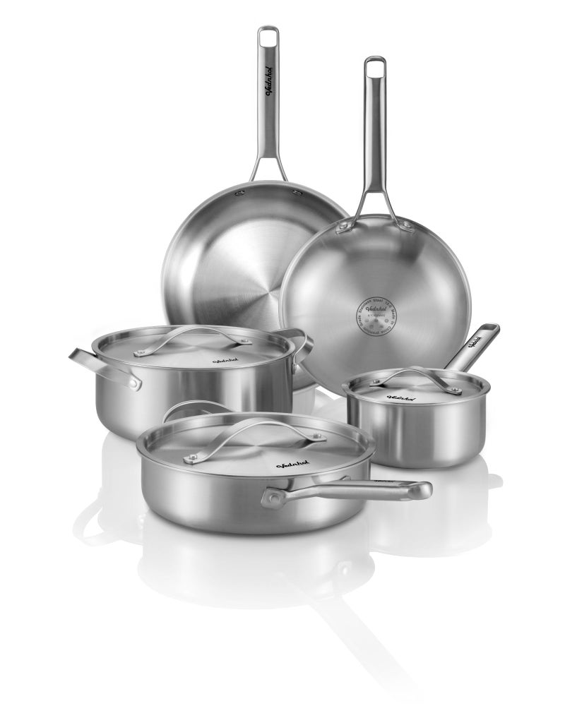 VEDNHOL Stainless Steel Cookware Set, 8 Pcs Tir-Ply Pots and Pans Set, PFOA&PTFE Free, Dishwasher&Oven Safe, Kitchen Induction Compatible, ollas de acero inoxidable para cocinar - Image 1