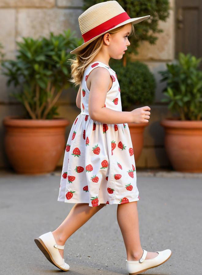 Take Two Girls Strawberry Print Sleeveless Dress - Image 5
