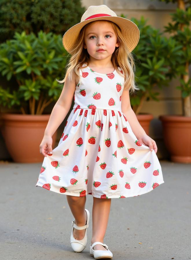 Take Two Girls Strawberry Print Sleeveless Dress - Image 3