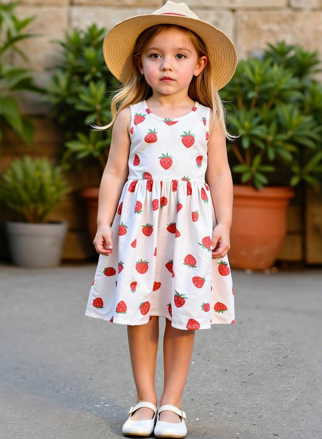 Take Two Girls Strawberry Print Sleeveless Dress - Image 4