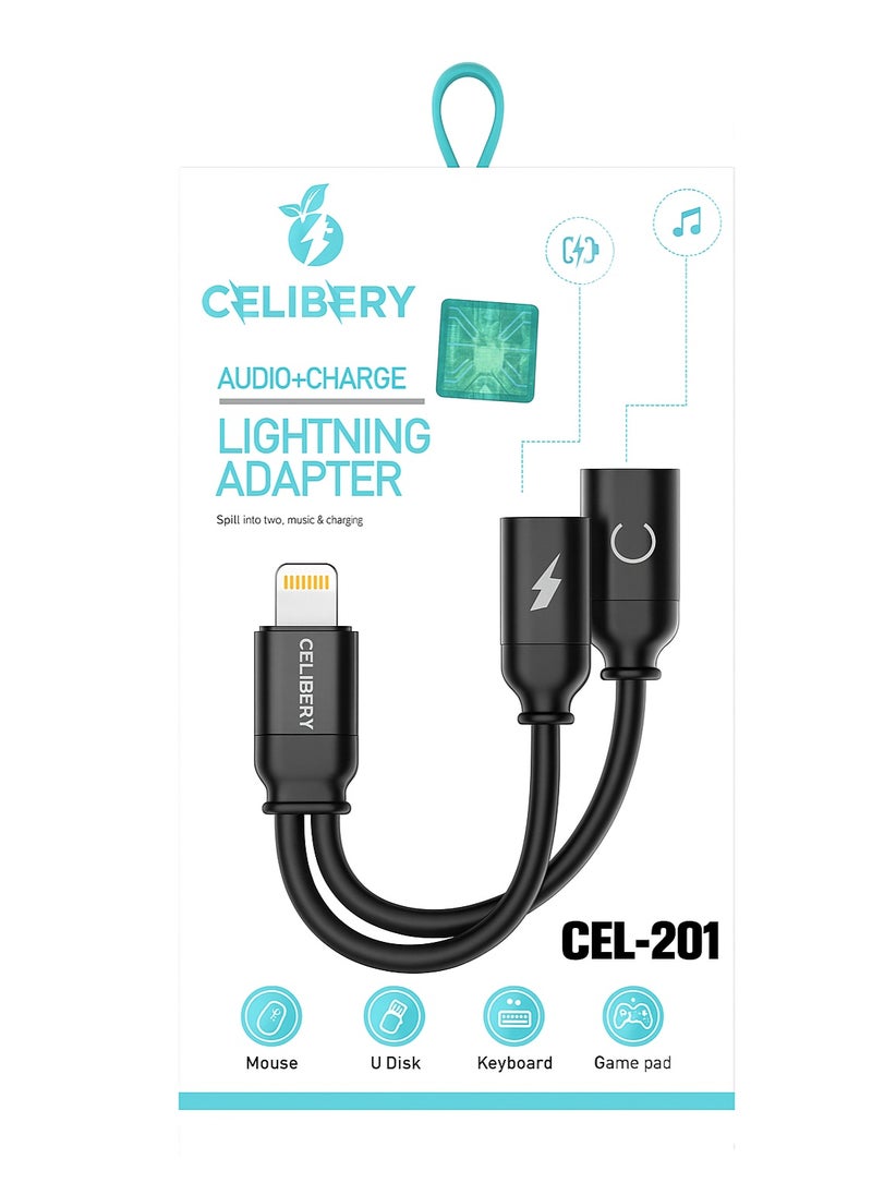 2-in-1 Lightning to Dual Lightning Adapter – Audio & Charging Splitter, Y Shape, 10cm, Compatible with iPhone