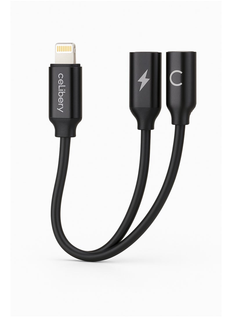 2-in-1 Lightning to Dual Lightning Adapter – Audio & Charging Splitter, Y Shape, 10cm, Compatible with iPhone