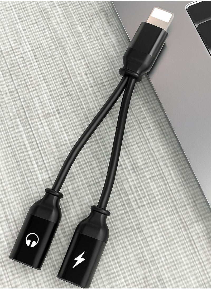 2-in-1 Lightning to Dual Lightning Adapter – Audio & Charging Splitter, Y Shape, 10cm, Compatible with iPhone