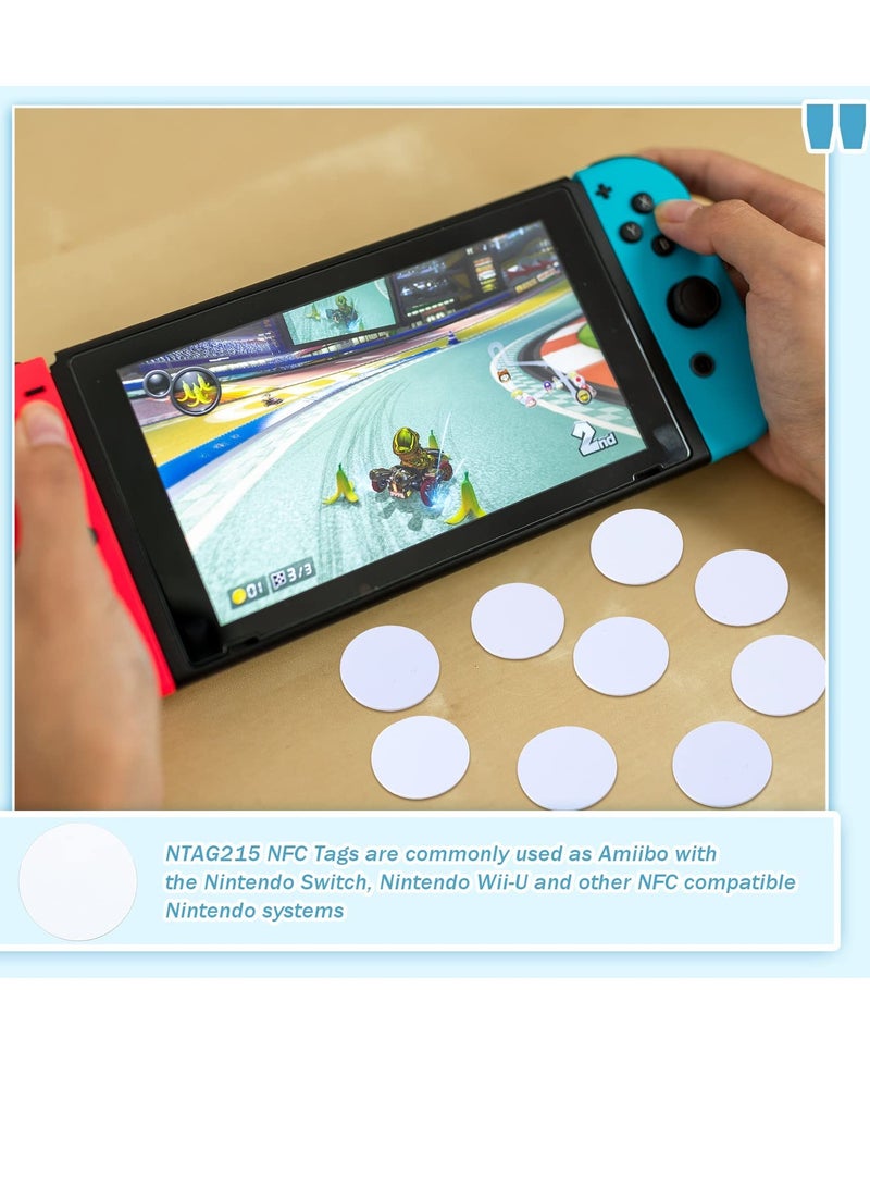 KASTWAVE NFC 215 Cards, Excefore 30 Pcs NFC215 Tag Blank White PVC NFC Coin Cards NFC Cards Compatible with TagMo Amiibo and NFC Enabled Mobile Phones and Devices Round (25 mm/ 1 Inch) - Image 5