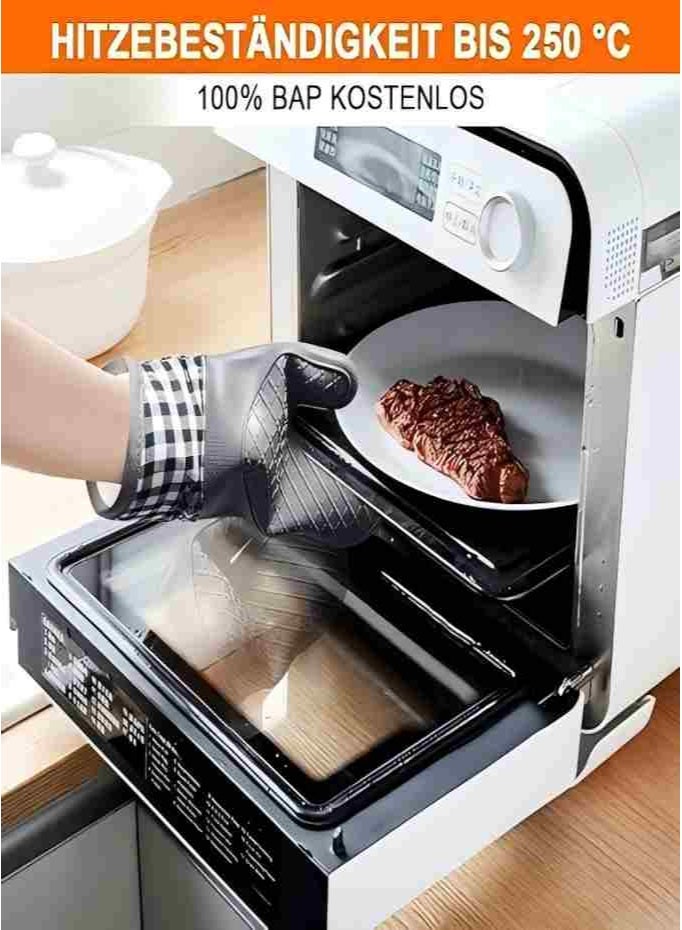 Oven Mitts and Pot Holders 4pcs Set, Kitchen Oven Gloves, Heat-Resistant Baking Gloves, Non Slip Silicone Gloves for Cooking and Barbecue (Gray) - Image 5