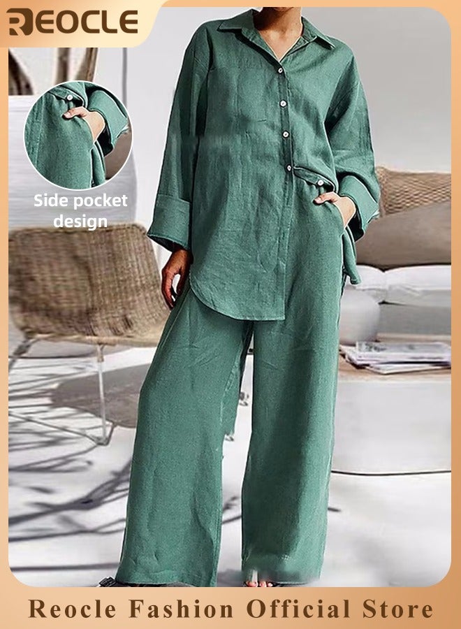 ريوكل طقم ملابس رياضية نسائية صيفي قطن فضفاض مكون من قطعتين - Image 1