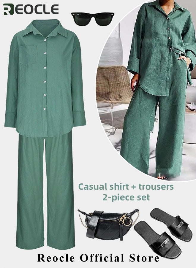 ريوكل طقم ملابس رياضية نسائية صيفي قطن فضفاض مكون من قطعتين - Image 2