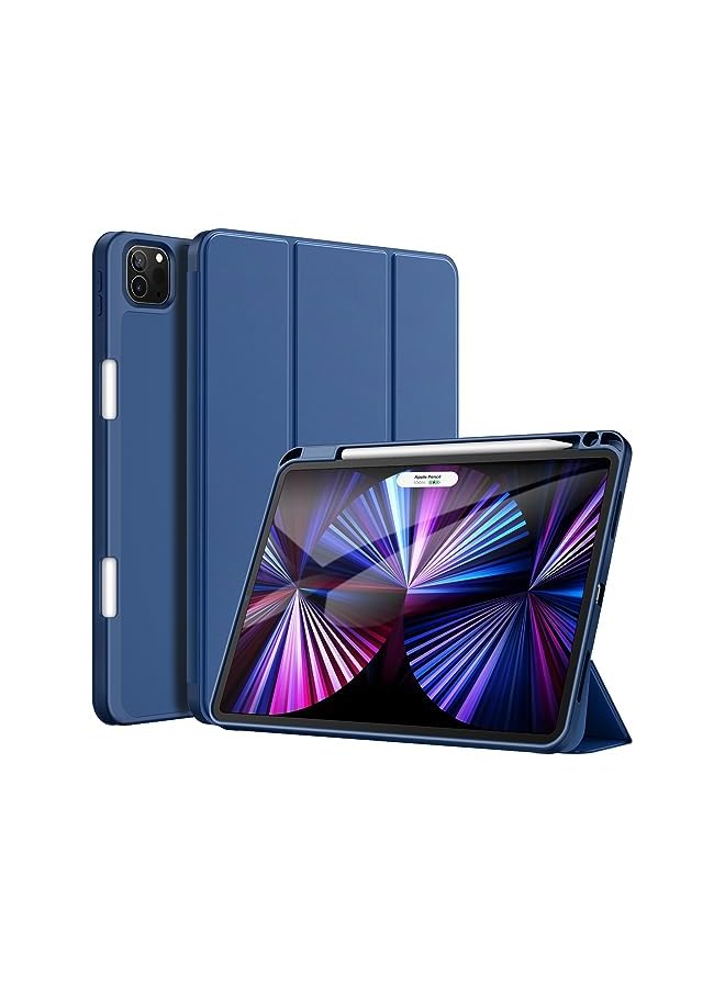 Jetech حافظة لجهاز iPad Pro مقاس 11 بوصة (موديل 2022/2021/2020) مع حامل قلم رصاص، تدعم شحن القلم الثاني، غطاء رفيع للكمبيوتر اللوحي مع ظهر ناعم من مادة TPU، خاصية الإيقاظ/النوم التلقائي (أزرق داكن) - Image 2