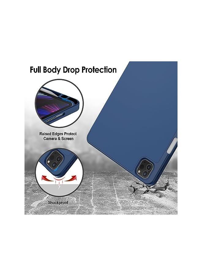 Jetech حافظة لجهاز iPad Pro مقاس 11 بوصة (موديل 2022/2021/2020) مع حامل قلم رصاص، تدعم شحن القلم الثاني، غطاء رفيع للكمبيوتر اللوحي مع ظهر ناعم من مادة TPU، خاصية الإيقاظ/النوم التلقائي (أزرق داكن) - Image 5