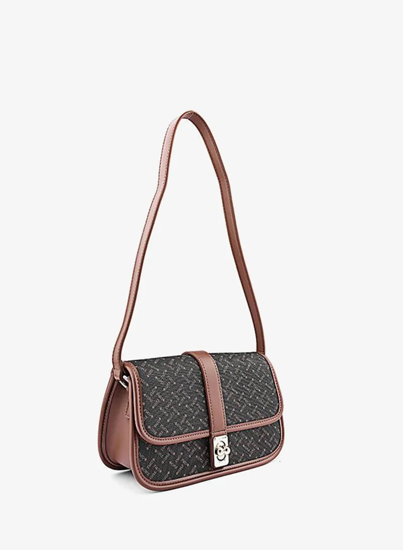 كابلي Women’s Monogram Shoulder Bag with Front Lock Detail