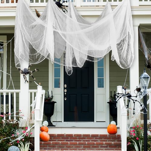Vellibring 400" x 85" Halloween Creepy Cloth Decoration, Large White Spooky Fabric Cloth Scary Gauze Cheesecloth for Haunted House Halloween Party Yard Wall Indoor Outdoor Decor - Image 5