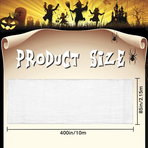 Vellibring 400" x 85" Halloween Creepy Cloth Decoration, Large White Spooky Fabric Cloth Scary Gauze Cheesecloth for Haunted House Halloween Party Yard Wall Indoor Outdoor Decor - Image 2