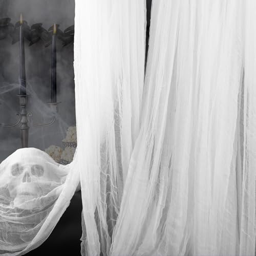 Vellibring 400" x 85" Halloween Creepy Cloth Decoration, Large White Spooky Fabric Cloth Scary Gauze Cheesecloth for Haunted House Halloween Party Yard Wall Indoor Outdoor Decor - Image 1