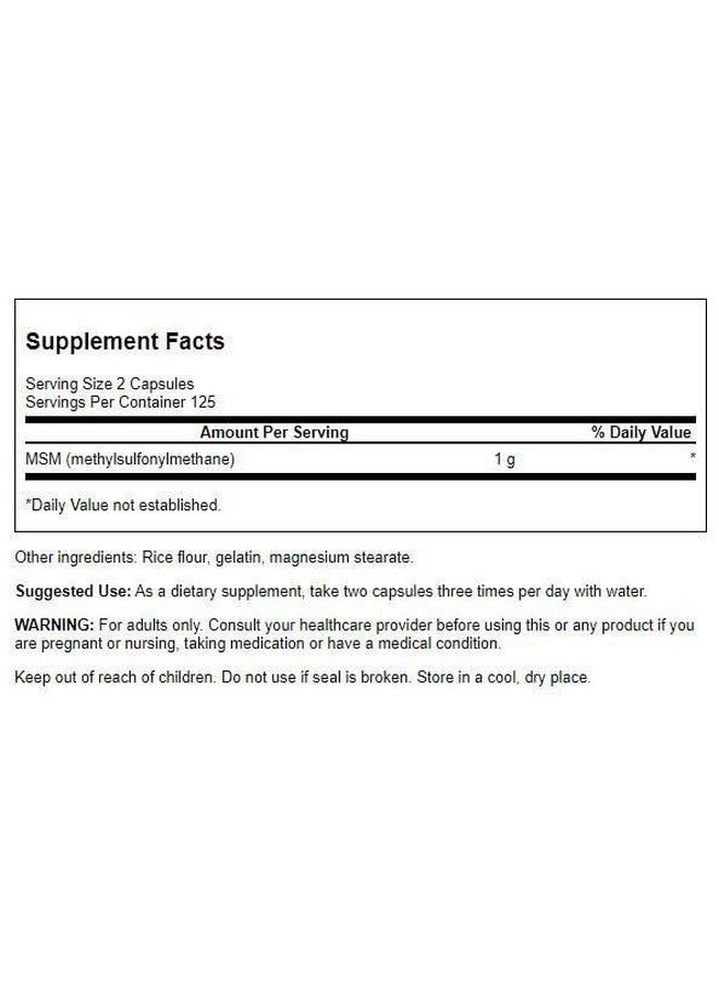 Swanson Msm 500 Milligrams 250 Capsules - Image 2