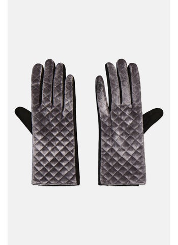 Women 1 Pair Velvet Quilted Gloves, Gray - pzsku/Z212695FB626C48637A25Z/45/1746204550/3347675d-e99c-4304-bfae-e664b2b9405f