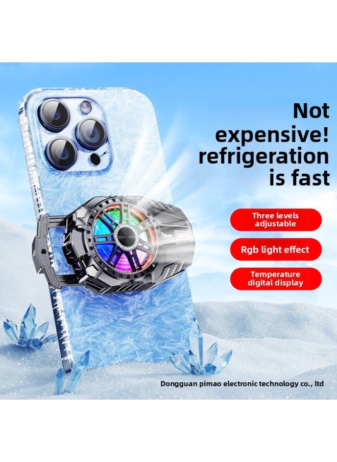 Generic 2024 Mobile Phone Radiator Three-speed Adjustment Semiconductor Refrigerator Chicken Game Fast Cooling Portable-Color:X119 Plating Tarnish (with Digital Display)  - Image 2