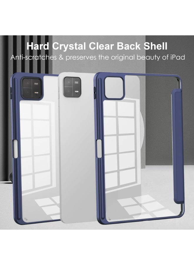 إيفو جراب متوافق مع شاومي باد 7/7 برو 11.2 انش 2024، غطاء رفيع ثلاثي الطيات للحماية من السقوط مع ظهر صلب شفاف وحامل قلم غطاء ذكي مع خاصية التنبيه/السكون التلقائي، ازرق - Image 2