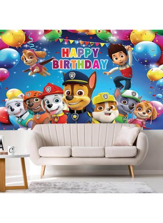 قماش زخرفة خلفية حفلة عيد ميلاد بح theme باو باترول، مناسب لProps تصوير عيد ميلاد الأطفال (الحجم: 150 سم × 100 سم) - view 4