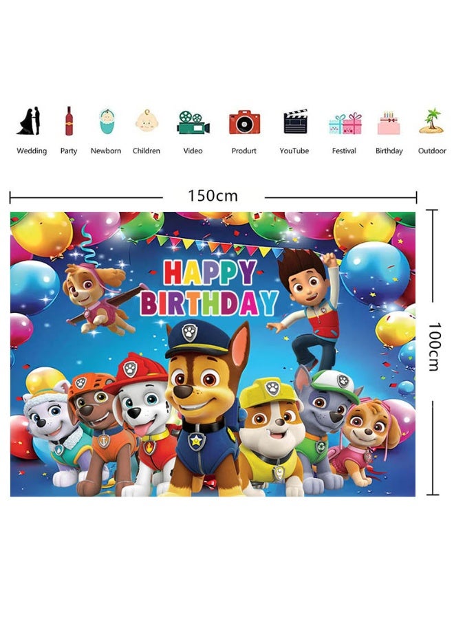 Paw Patrol themed birthday party background decoration cloth, suitable for children's birthday photography props background (size: 150cm X 100cm) - Image 5