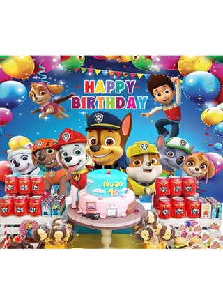 قماش زخرفة خلفية حفلة عيد ميلاد بح theme باو باترول، مناسب لProps تصوير عيد ميلاد الأطفال (الحجم: 150 سم × 100 سم) - view 2
