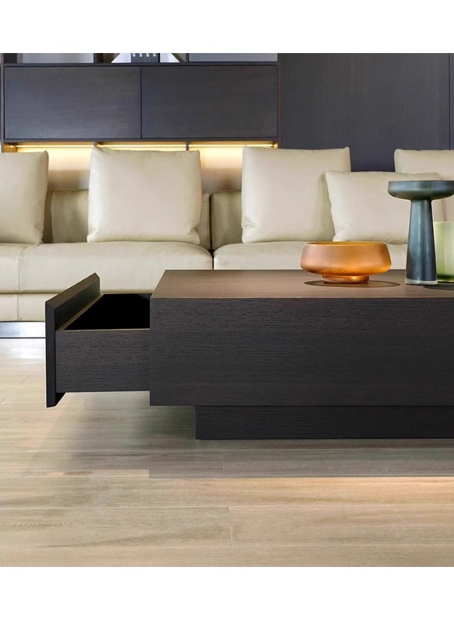 Coffee Table, Multi-Functional Center Table with Storage Drawer, Modern Square Living Room Desk Sofa Side Table for Home Office Coffee Shop, 90*90*35cm (Black, CJ028) - Image 3