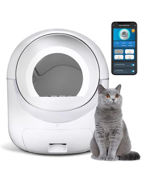 Self Cleaning Cat Litter Box No Scooping Automatic Litter Box with APP Control 70L Large Capacity Pet Toilet