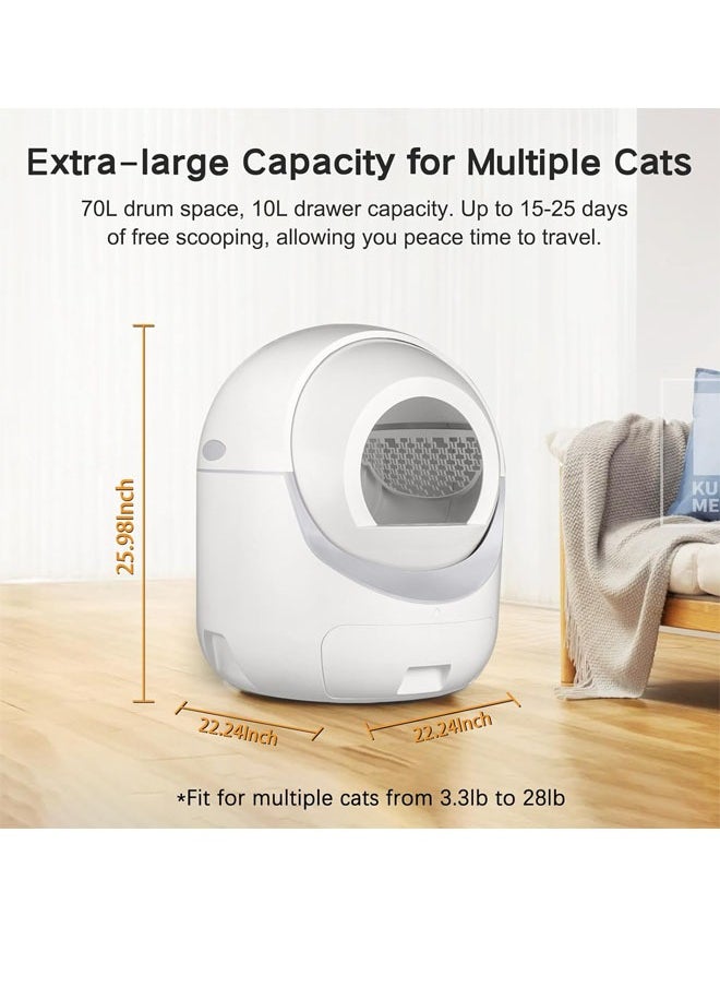 Beauenty - Self Cleaning Cat Litter Box No Scooping Automatic Litter Box with APP Control 70L Large Capacity Pet Toilet - Image 1