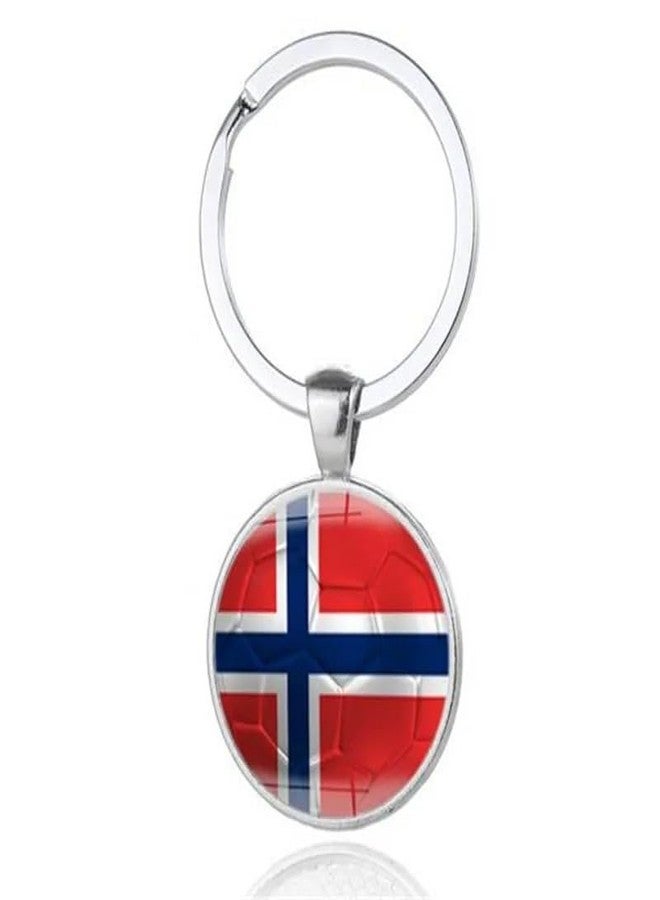 آرت أتاك سلسلة مفاتيح فنية لكرة القدم تحمل علم النرويج، النرويج، النرويج، فريق الأسود النرويجي لكرة القدم، إكسسوارات، تاريخ، هدايا للحفلات، سلسلة مفاتيح للسيارة، قلادة (فضية) - Image 1