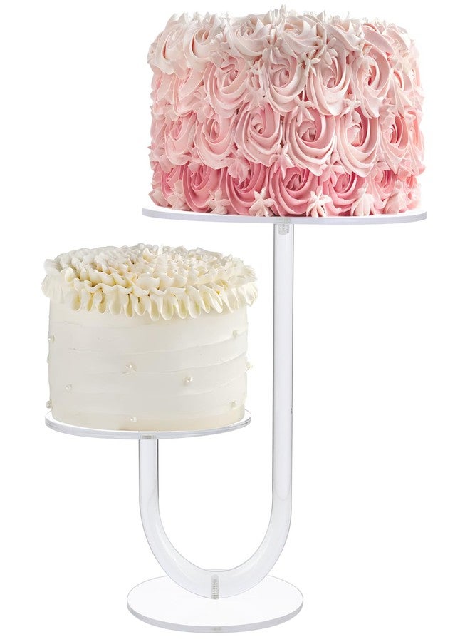 Boxalls Cake Stand 2 Tier - Stylish Clear Cake Tree Acrylic Cupcake Tower for Weddings, Birthdays, Anniversaries, Baby Showers, Parties Décor - 2 cake trays with 10 and 8 inch diameters - Image 1