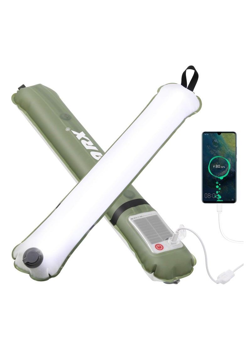Solar Camping Lights Bars, 60cm Rechargeable 2000mAh Foldable Inflatable Light for Outdoor IP66 Waterproof LED Tube Camping, Hiking, Travel - Image 1