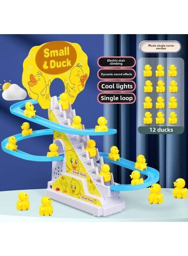 Children's Little Yellow Duck Climbing Stairs Educational Electric Track One Year Old Girl Boy Baby Toy Slide-Colour: Little Yellow Duck Climbing Stairs 1 Sound Effect  Comes With Ordinary Battery + Screwdriver  - Image 1