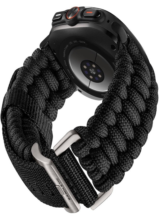 Bandletic سوار Bandletic 550 Paracord Nylon متوافق مع ساعة Samsung Galaxy Watch Ultra مقاس 47 مم للرجال، سوار متين مصنوع يدويًا من النايلون المضفر التكتيكي العسكري القابل للتهوية مع مشبك من الفولاذ المقاوم للصدأ - Image 1
