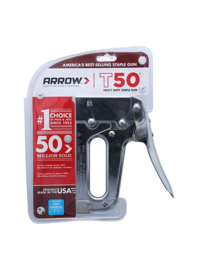 Arrow Heavy Duty High Grade Steel Staple Gun Silver 2 x 11 x 3 Inch T50 - Image 1