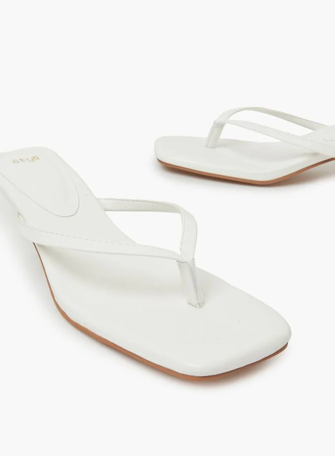 Styli White Kitten Heel Thong Sandals