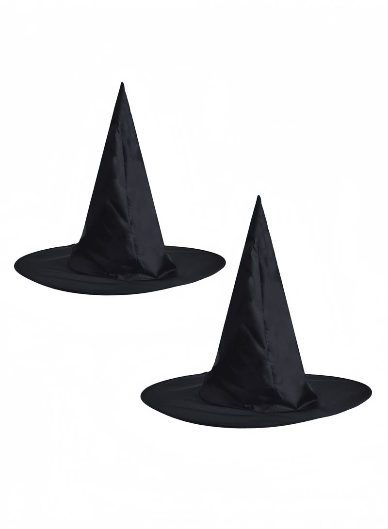 GGEROU 2Pcs Witch Hats Black Pointed Wizard Hat Witch Costume Accessories Unisex Fancy Dress Carnival Accessories for Halloween Dress Up Costume Party Cosplay 38*36cm - Image 1