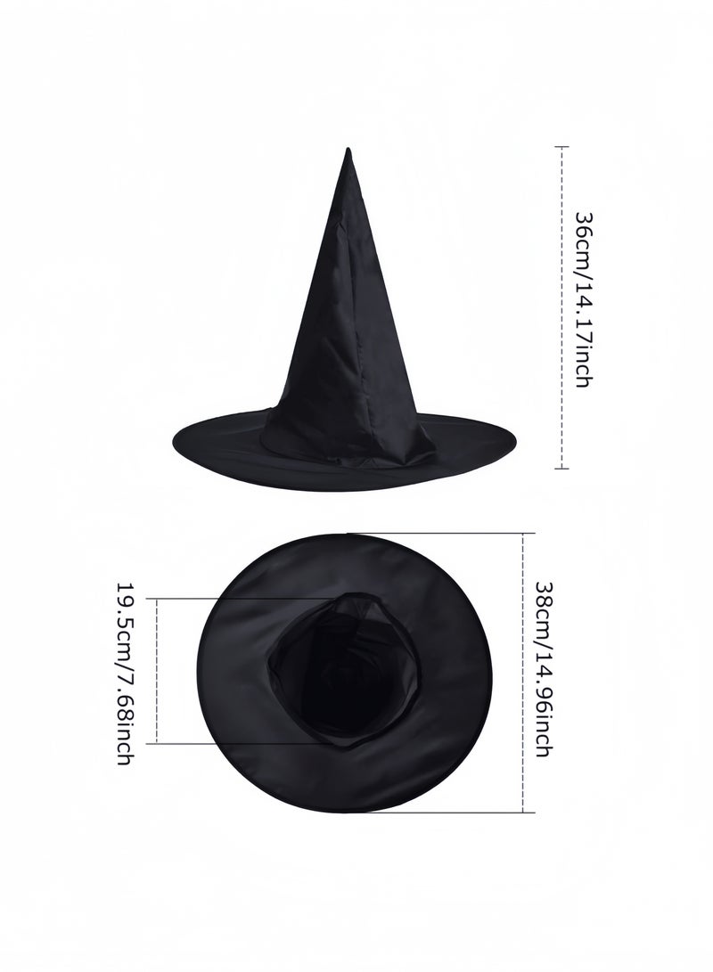 GGEROU 2Pcs Witch Hats Black Pointed Wizard Hat Witch Costume Accessories Unisex Fancy Dress Carnival Accessories for Halloween Dress Up Costume Party Cosplay 38*36cm - Image 2
