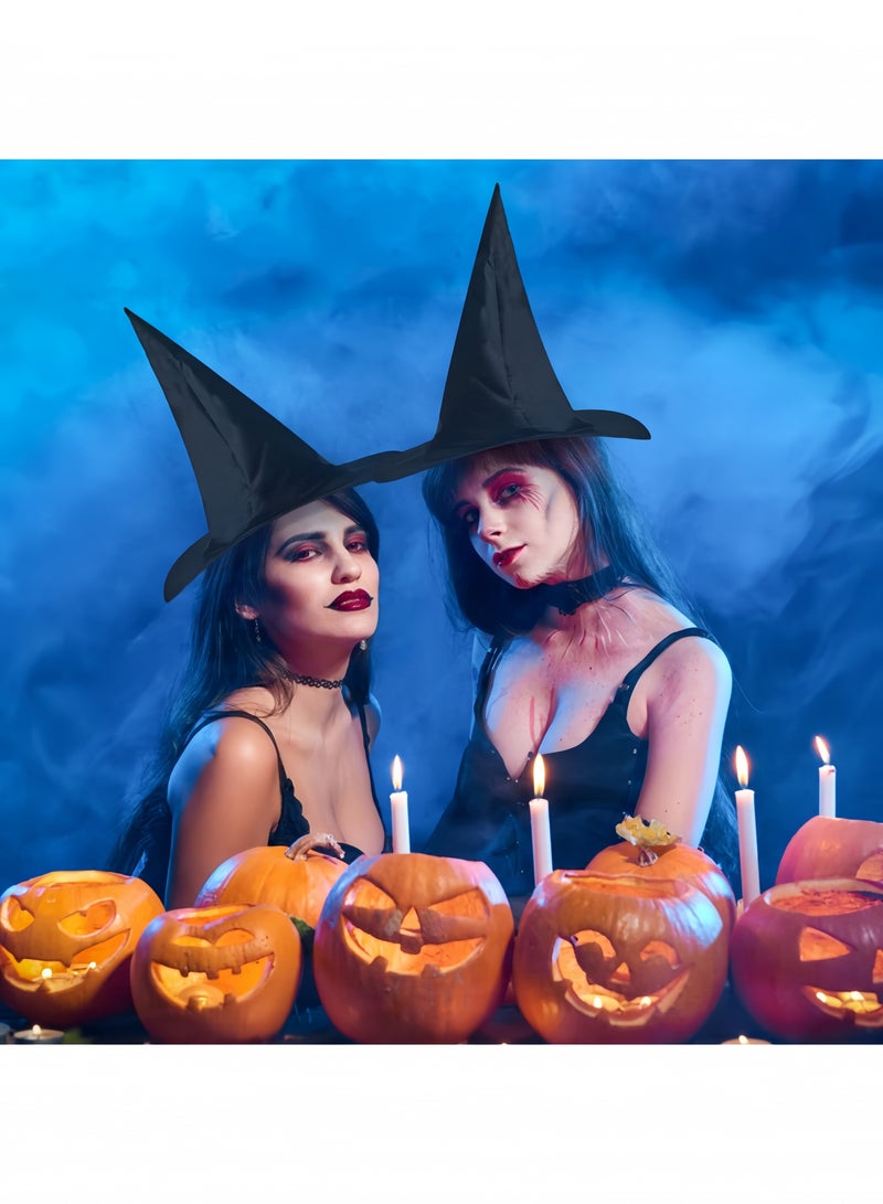 GGEROU 2Pcs Witch Hats Black Pointed Wizard Hat Witch Costume Accessories Unisex Fancy Dress Carnival Accessories for Halloween Dress Up Costume Party Cosplay 38*36cm - Image 3