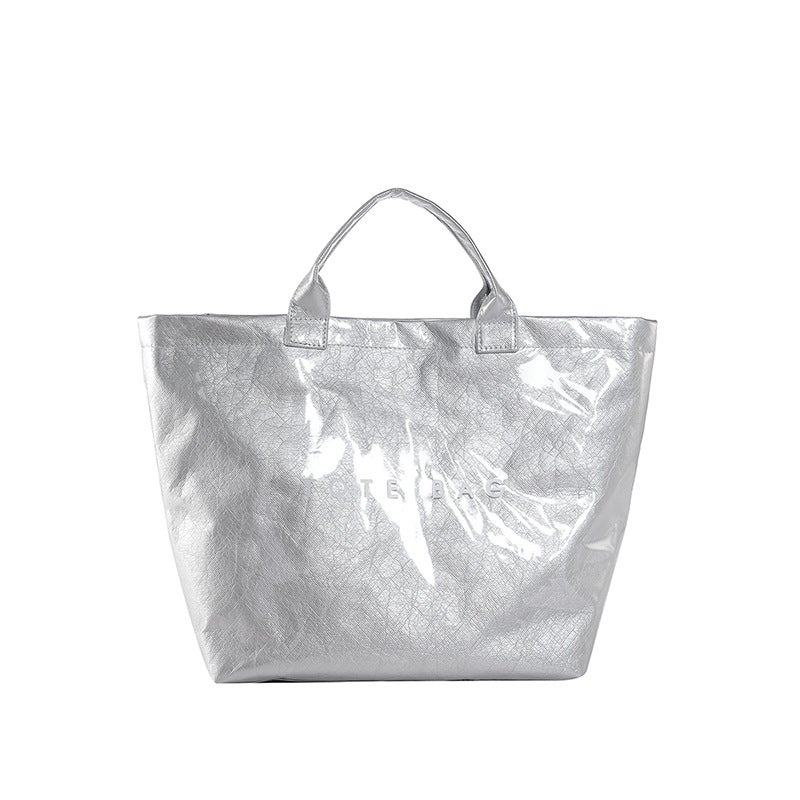 Korean Style Pvc Large-Capacity Printed Letter Handbag Ins Trend Versatile Retro Dupont Paper Women'S Bag - Image 1
