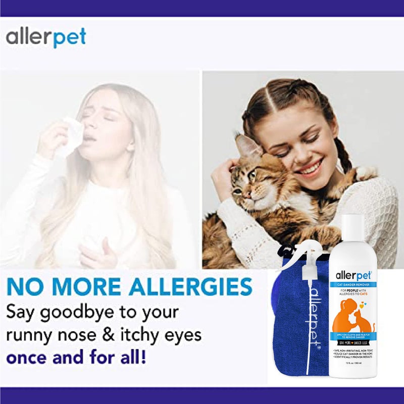 Allerpet مزيل قشرة القطط الخالي من الصبار من Allerpet - تخفيف حساسية قشرة الحيوانات الأليفة، تخفيف طبيعي وآمن للحساسية للقطط والبشر، البابونج المهدئ وإكليل الجبل، صنع في الولايات المتحدة الأمريكية (12 أونصة) - Image 3