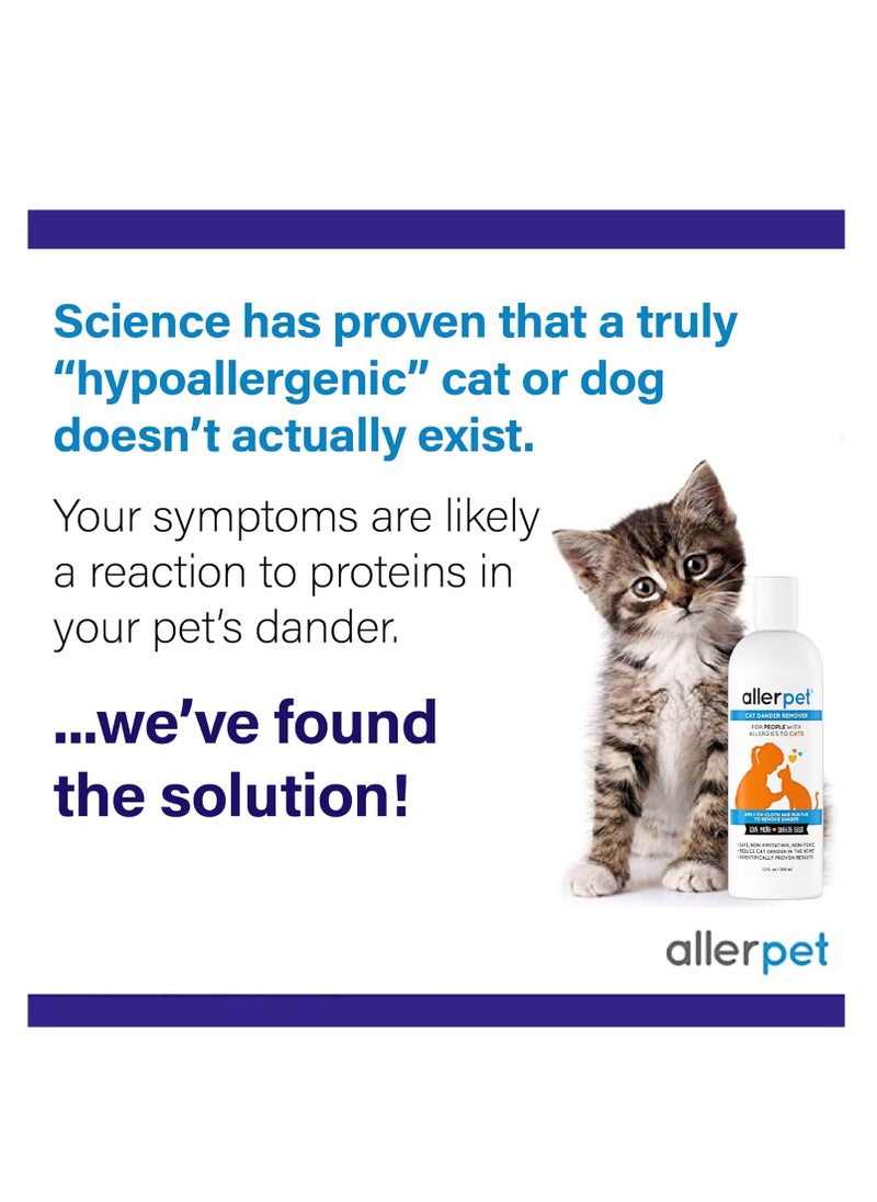 Allerpet - Allerpet Aloe Vera Free Cat Dander Remover - Pet Dander Allergy Relief, Natural & Safe Allergy Relief for Cats and Humans, Soothing Chamomile & Rosemary, Made in USA (12 oz) - Image 1
