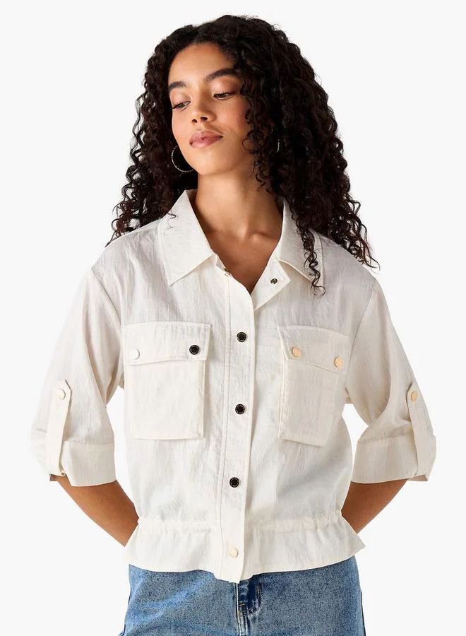 Lee Cooper Lee Cooper Regular Fit Shacket with Roll-Up Sleeves
