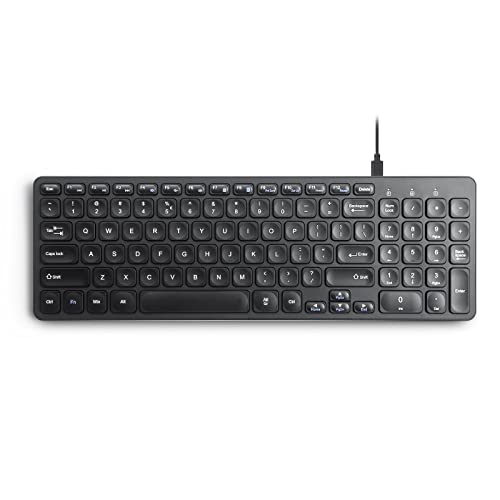 Perixx PERIBOARD215B US Wired Keyboard Ultra Slim Scissor Keys 2 Builtin USBA USBC Ports Detachable Cable Black US English - Image 1