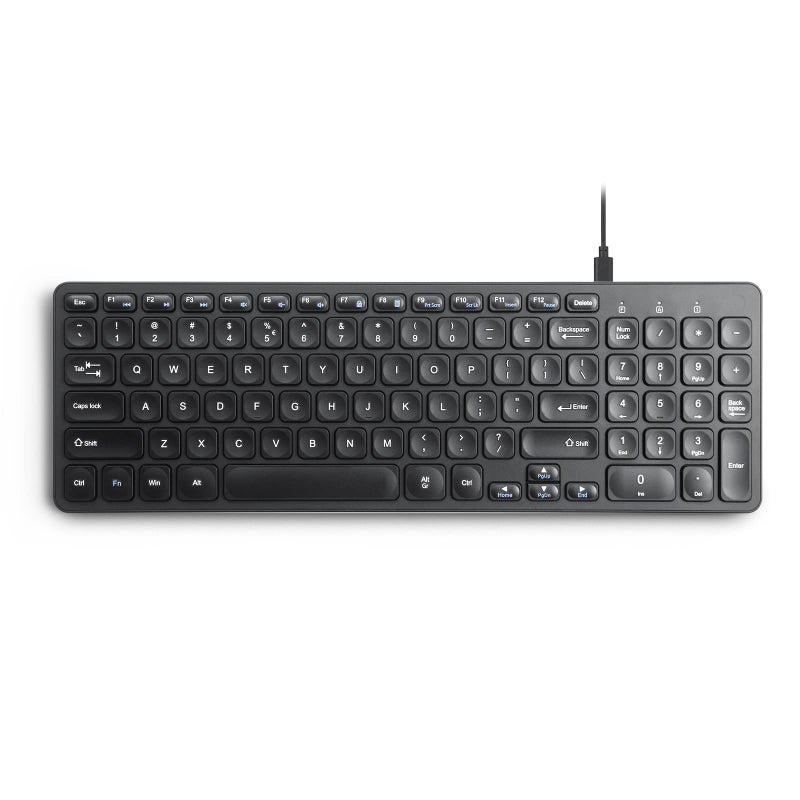 Perixx PERIBOARD215B US Wired Keyboard Ultra Slim Scissor Keys 2 Builtin USBA USBC Ports Detachable Cable Black US English - Image 2