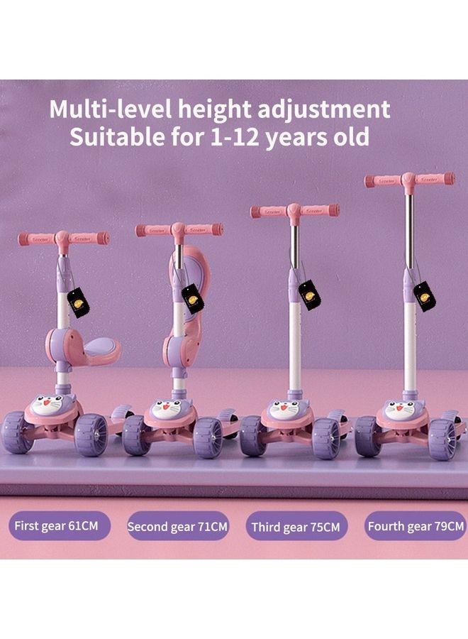 Kidle 2 In 1 Adjustable Height Foldable Scooter Pink 79x25x58cm - Image 2