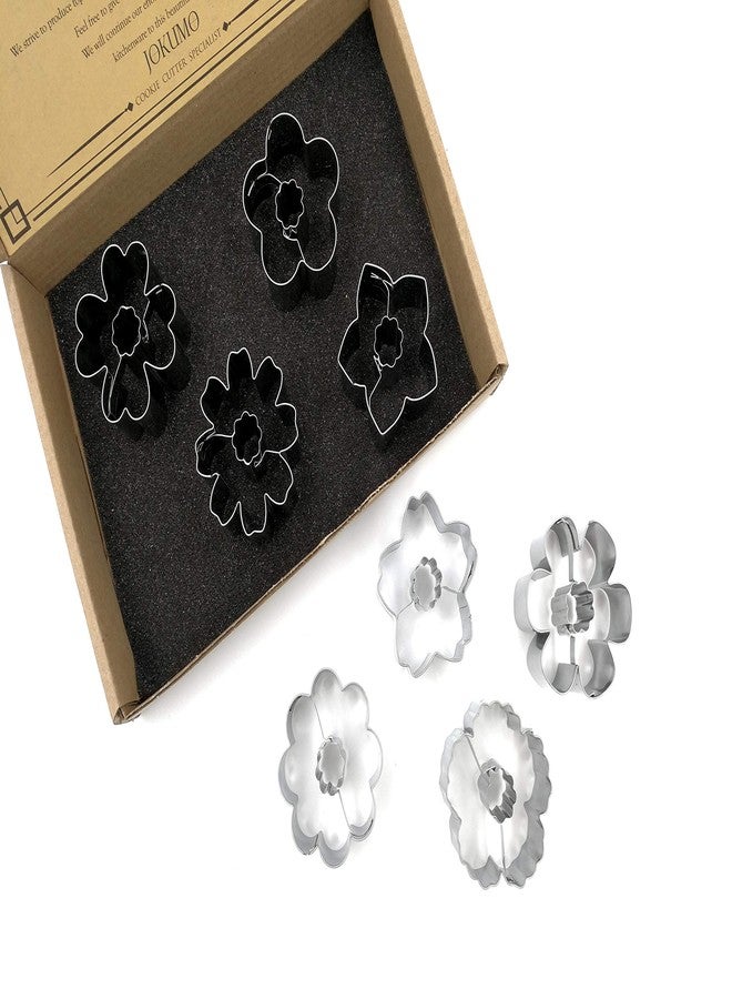 JOKUMO Flower Blossom Cookie Cutters Set – 8 PC High Grade 430 Stainless Steel – A Truly Unique set for Flower Lovers - Image 1