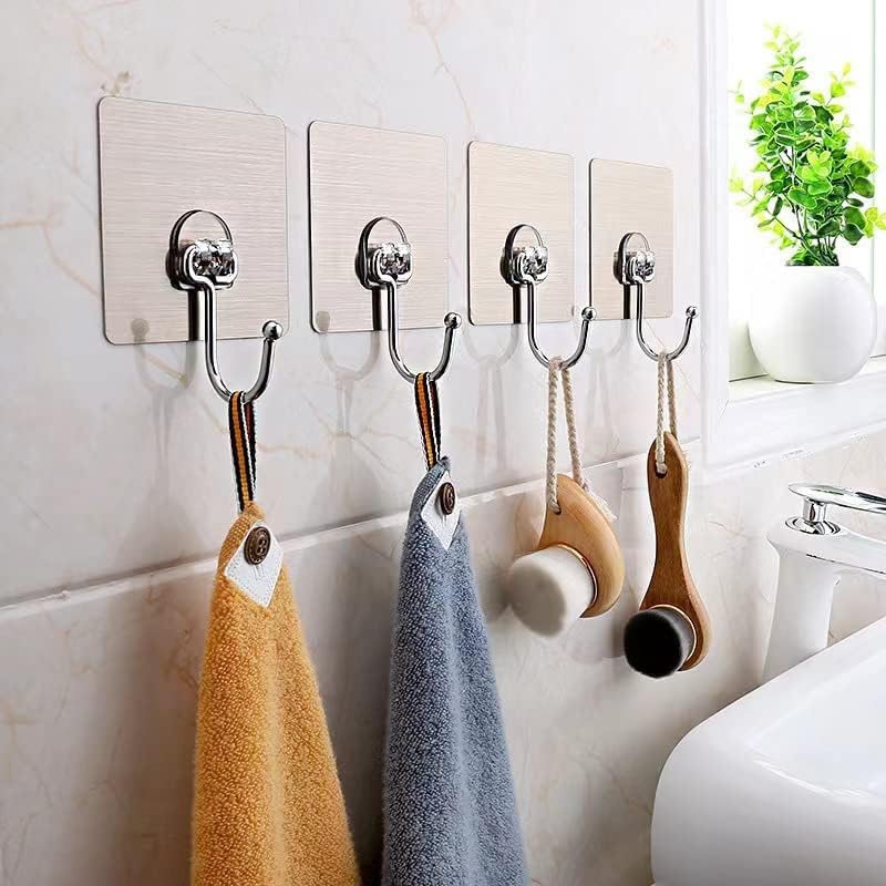KILOW Large Adhesive Hooks for Hanging Heavy Duty Wall Hooks 22 lbs Self Adhesive Towel Hook Waterproof Transparent - Image 3