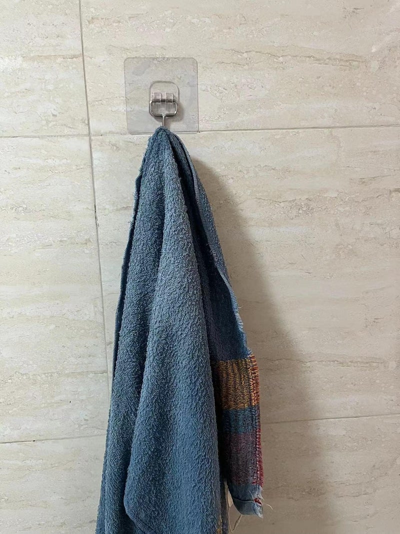 KILOW Large Adhesive Hooks for Hanging Heavy Duty Wall Hooks 22 lbs Self Adhesive Towel Hook Waterproof Transparent - Image 2
