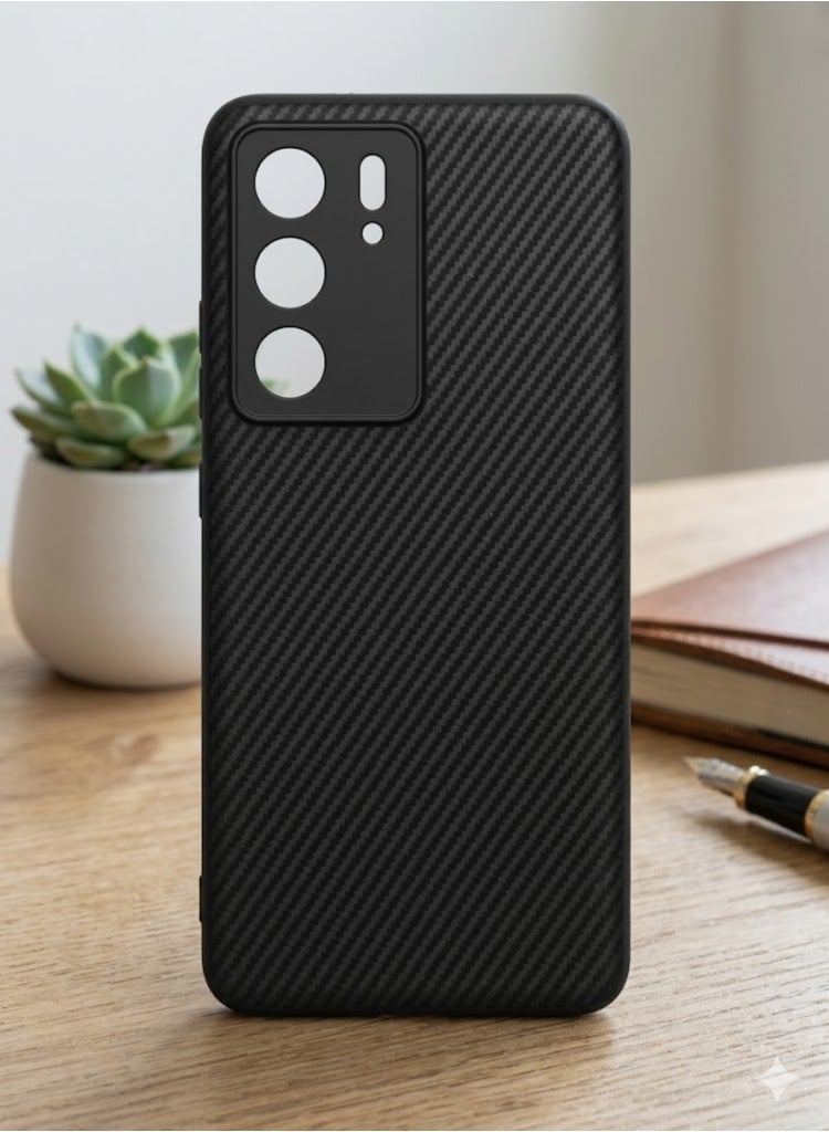 موكولو جراب لهاتف Realme C75 بنسيج ألياف الكربون المصقول - أسود - Image 2