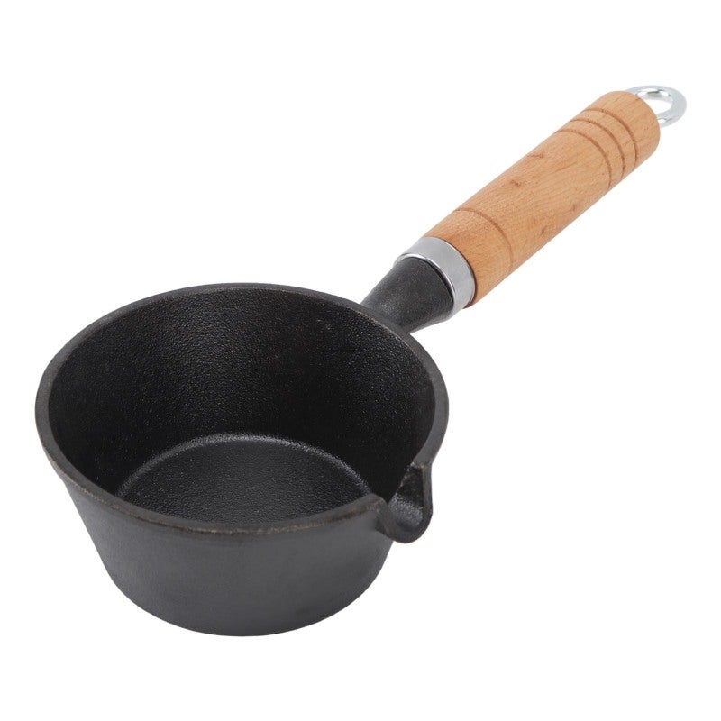 Mini Cast Iron Skillet 4.3x2.0In Pre Seasoned - Uniform Heating Small Frying Pan with Solid Wood Handle for Indoor Outdoor Cooking - Image 1