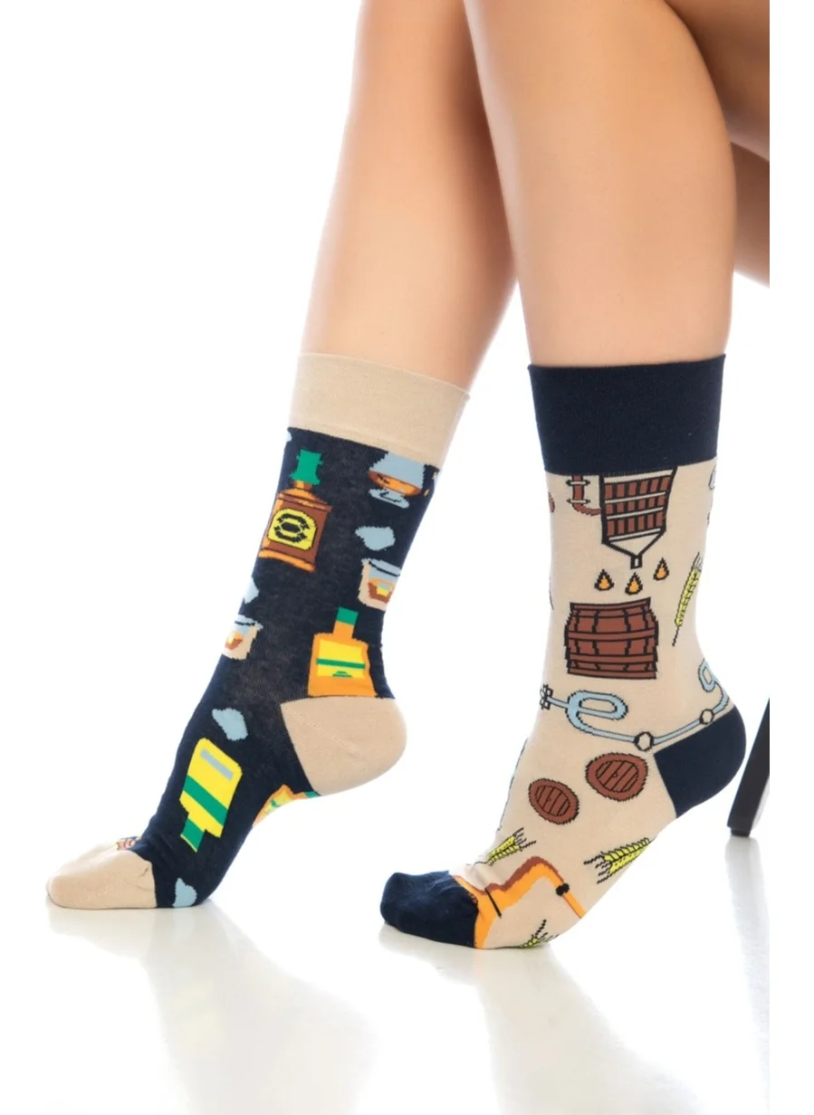 دايكو Unisex Barrel Patterned Colorful Seamless Toe Ankle Socks